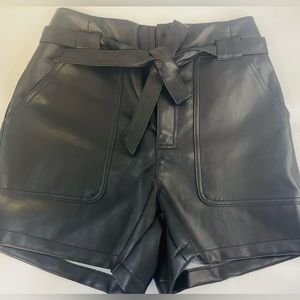 Bagatelle Faux Leather Edgy‎ Paper Bag Waist Shorts